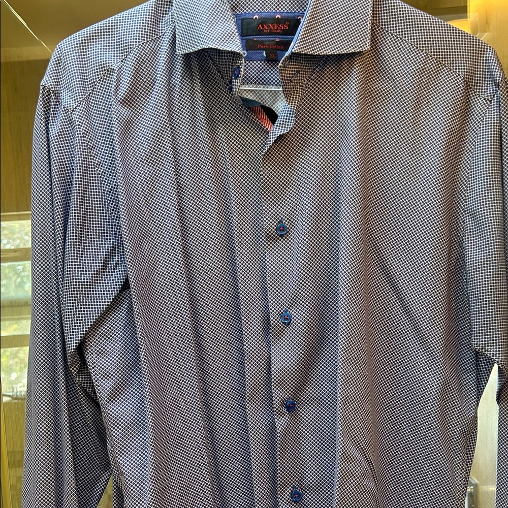 Blue Patterned Dress Shirt for Men